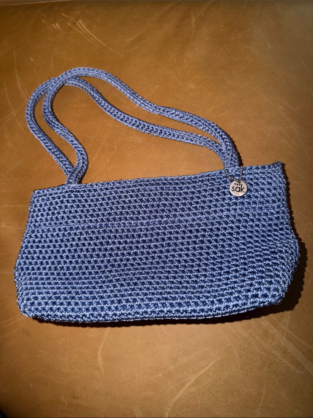 The Sak Denim Blue Crochet Shoulder Bag